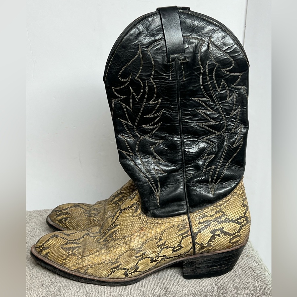 Vintage Handmade Mens Exotic Python Snakeskin Wes… - image 1